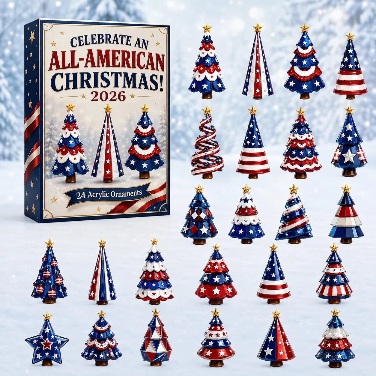Calendario de Adviento de Árbol de Navidad Caja Sorpresa Adornos Acrílicos Decoración de Escritorio Regalo
