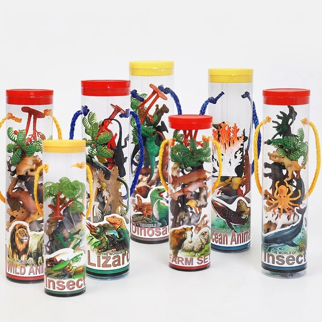 Kids Educational Plastic Animal Dinosaur Insect Simulation Toy Set Bucket Packed Learning Toy For Children