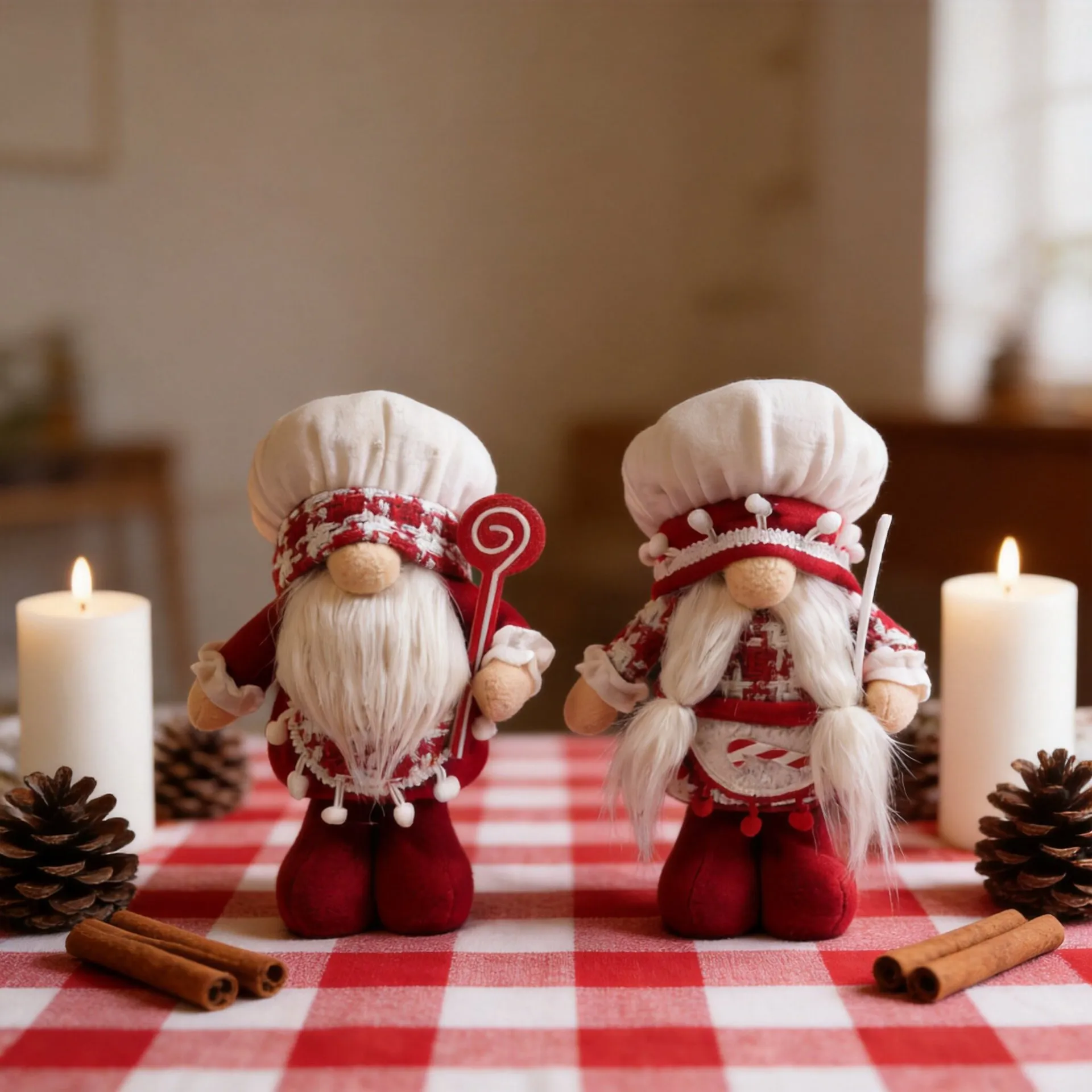 Weihnachtskoch Zwerg Puppe Gesichtsloser Weihnachtself Figur Dekoration Für Party Zuhause Festliches Ornament Flanell Rot Weiß