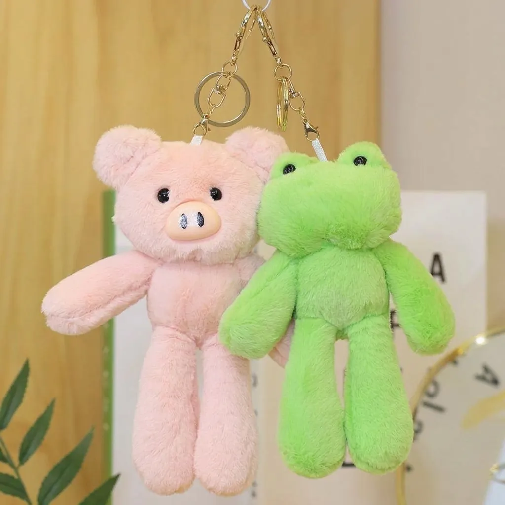 Lindo Dibujos Animados Animal Juguete de Peluche Llavero Suave Relleno Cerdo Rana Panda Muñeca Colgante de Bolso Llavero Regalo Para Niños Mujeres