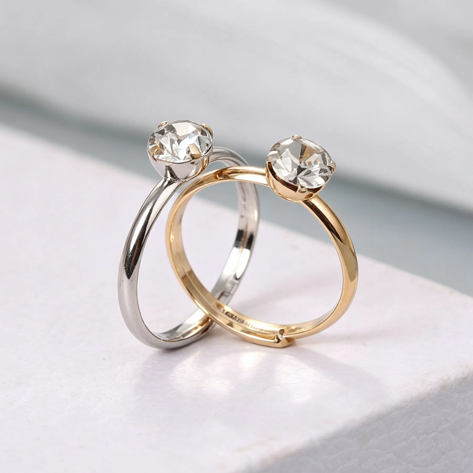 Minimalistische Metalen Open Ring Voor Vrouwen Verstelbare Mode Sieraden Vingerring Met Ronde Strass Dagelijkse Kleding Cadeau