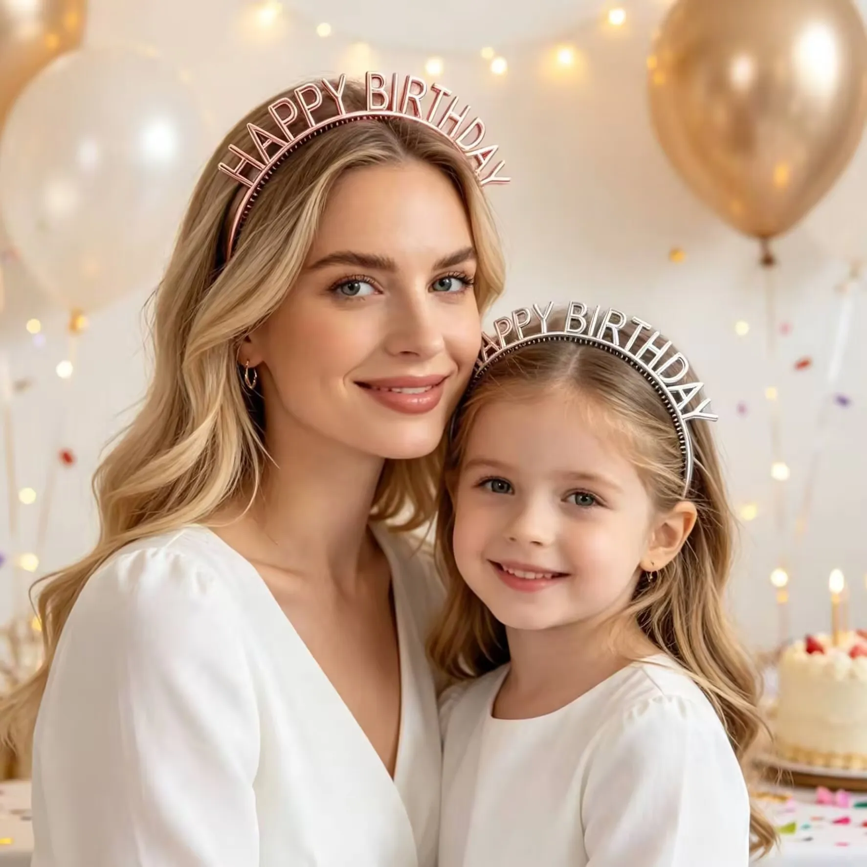 Happy Birthday Headband Plastic Electroplated Glitter Hair Hoop Party Celebration Hair Accessories For Kids Adults