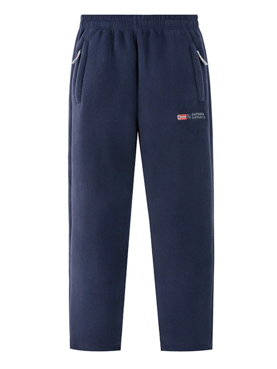 Herren Fleece Thermisch Verdickte Winter Freizeithosen Gerade Passform Kordelzug Warme Jogginghosen