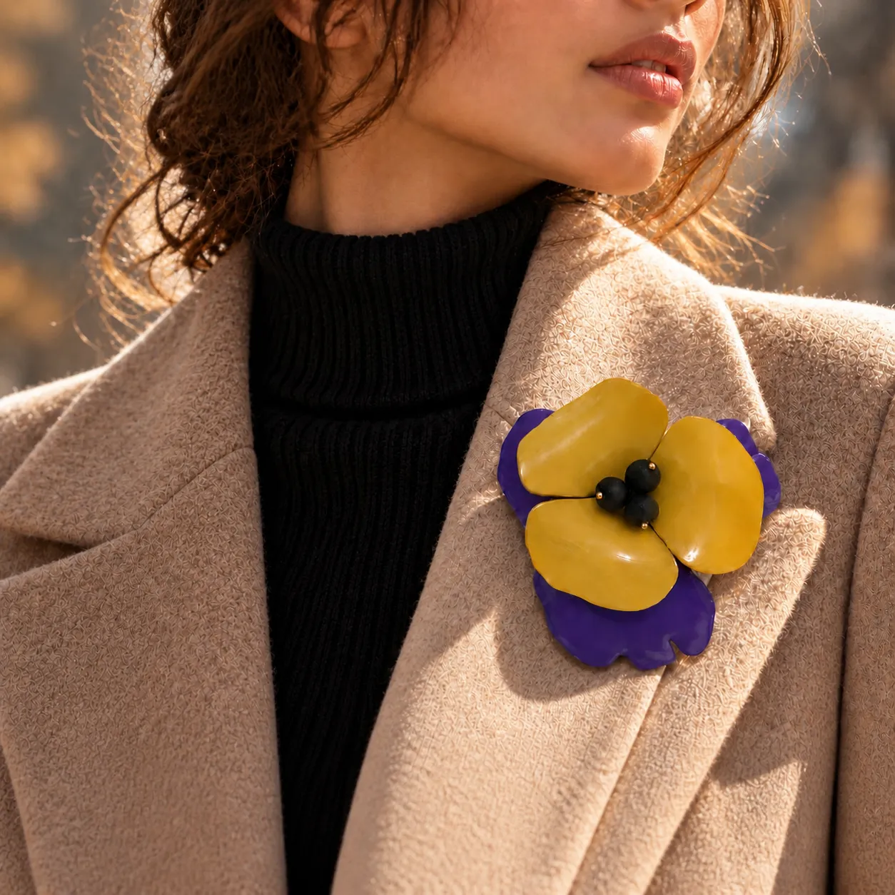 Large Flower Brooch Fashion Acrylic Resin Handmade Floral Pin For Women Clothing Decoration Elegant