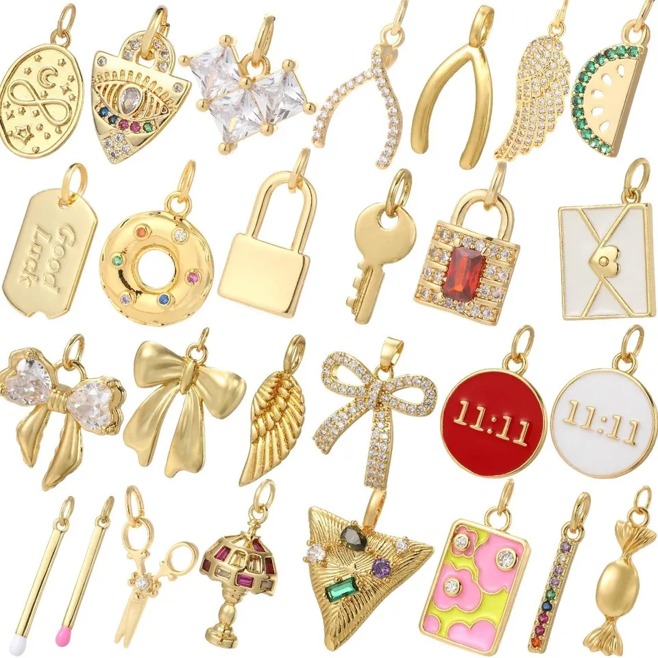 DIY Copper Zirconia Bow Matchstick Wing Envelope Pendant Necklace Charm Jewelry Accessories