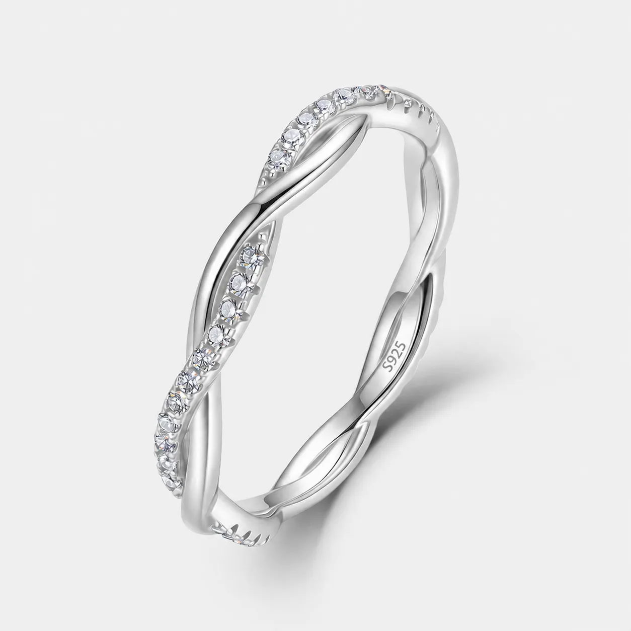S925 Sterling Zilveren Moissanite Ring Mobius Vervlochten Gedraaide Bandring Elegant Fijne Sieraden Cadeau Voor Vrouwen