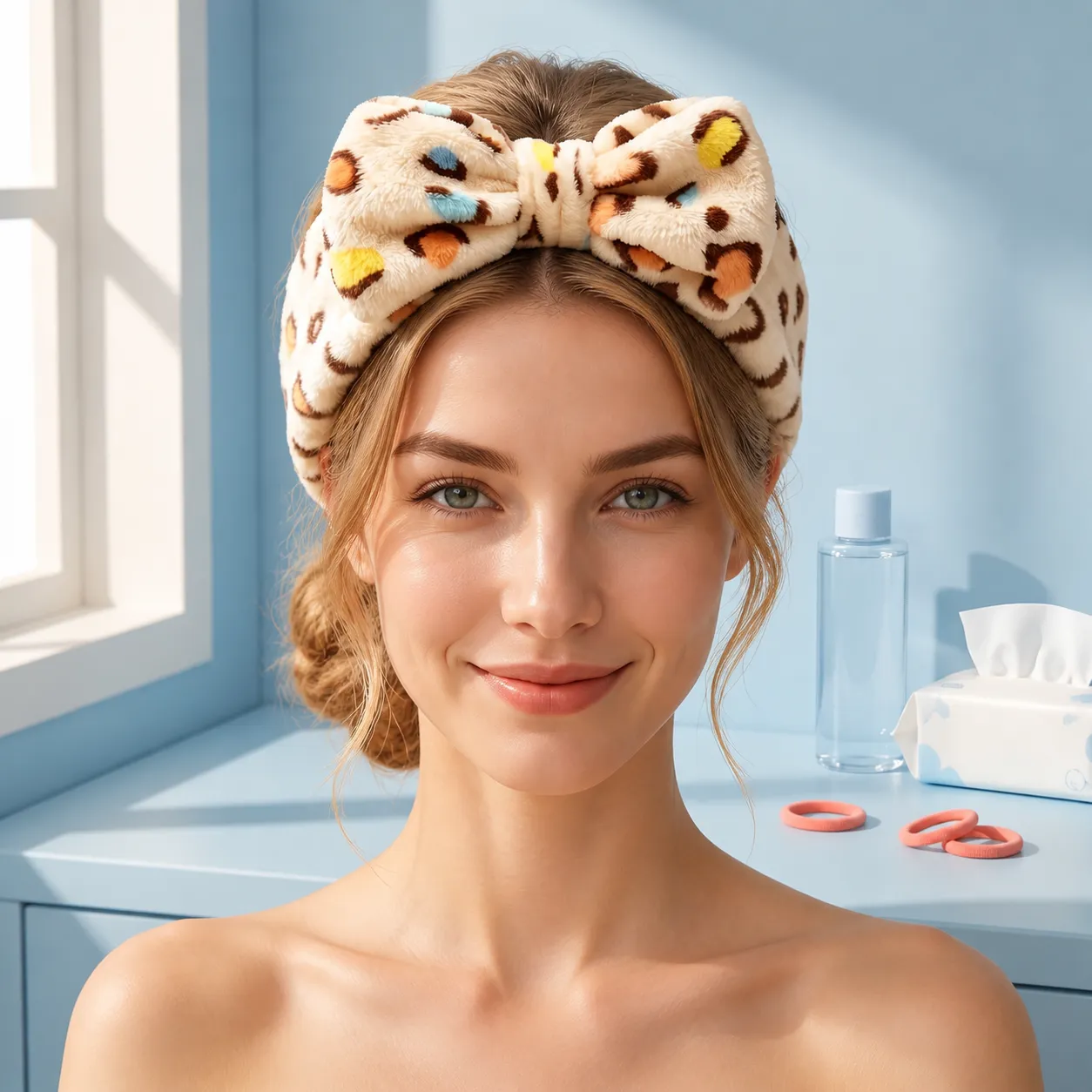 Women Flannel Leopard Bow Headband Soft Cute Makeup Hair Band Facial Washing Hair Hoop Fashion Hair Accessories
