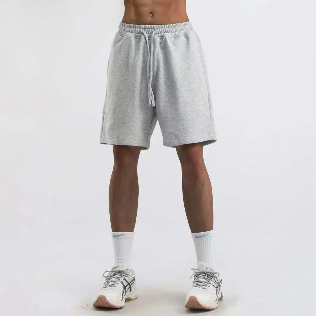 Men's Casual French Terry Shorts Summer Solid Color Loose Plus Size Drawstring Cotton Athletic Shorts