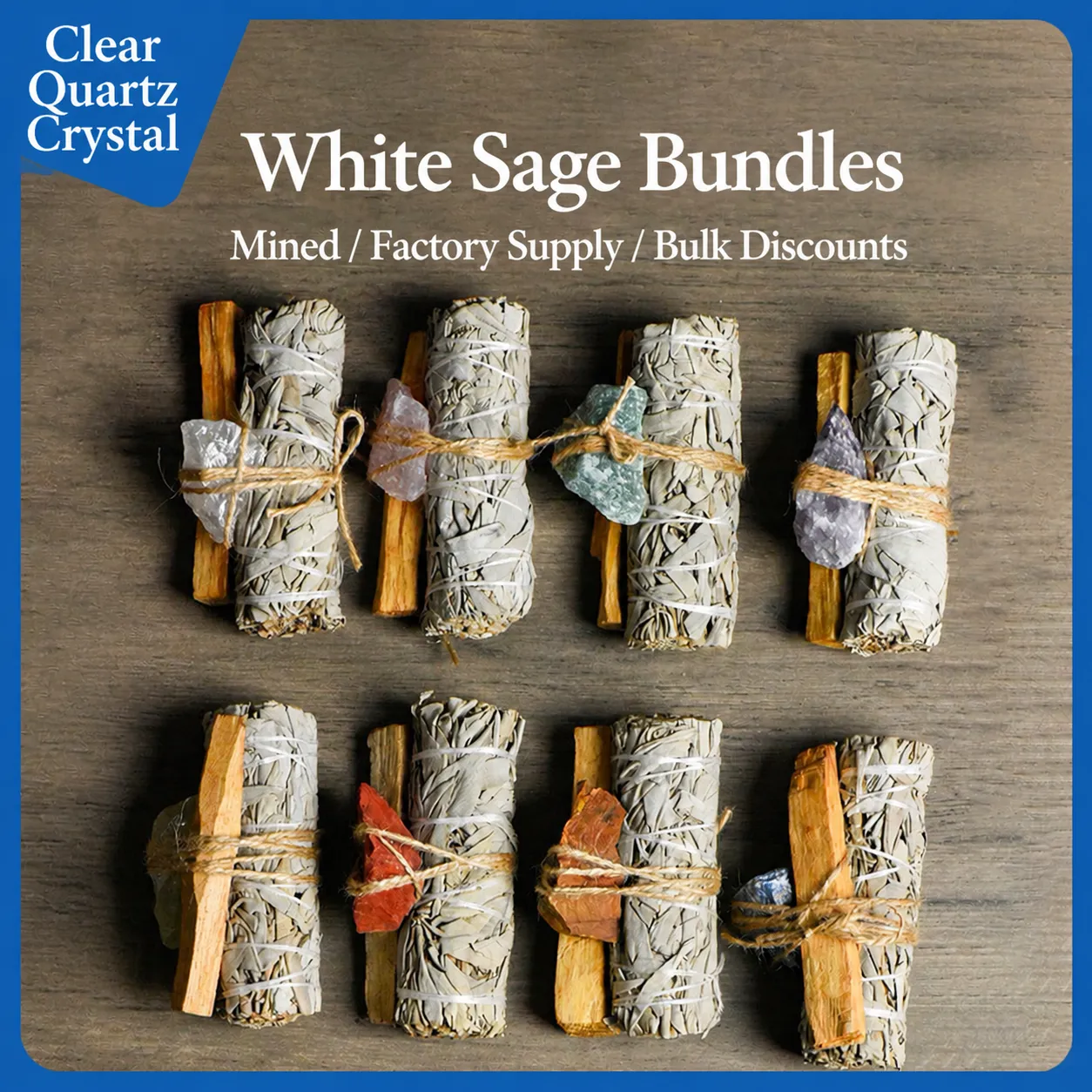 White Sage Smudge Stick Natural Crystal Rough Stone Aromatherapy Purification Set Yoga Meditation Healing Home Decor