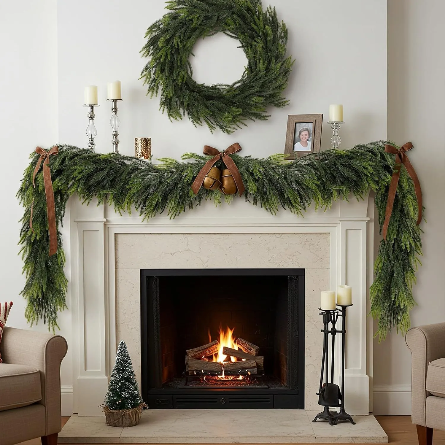 Christmas Norfolk Pine Garland Artificial TPE Green Pine Rattan Hanging Decoration For Stairs Door Home Holiday Party