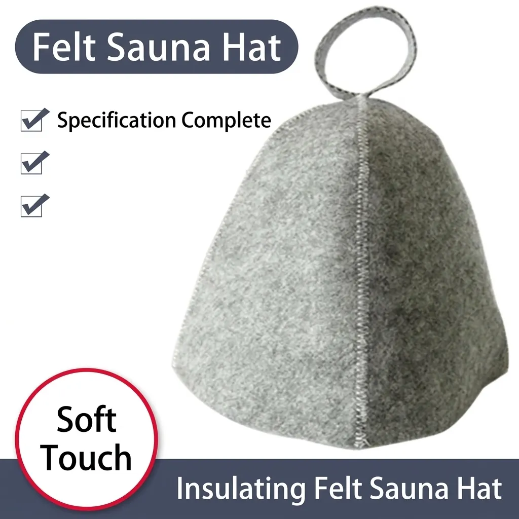 Thickened Felt Sauna Hat Heat Insulation Water Absorbent Hair Drying Cap With Hanging Loop Bath Shower Headwear