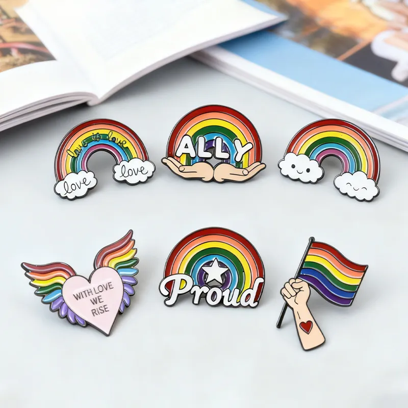 Broche de Metal de Aleación de Gota de Aceite de Dibujos Animados Lindo Moda Nube Arco Iris Emaillado Pin Diseño de Nicho Accesorios de Ropa Regalo