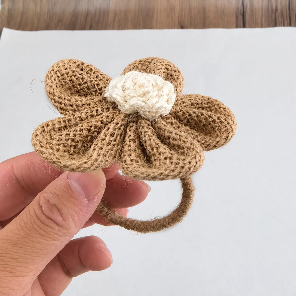 Handmade Linen Flower Napkin Rings Rustic Jute Napkin Holders Woven Table Decor For Wedding Party Dining Table Settings