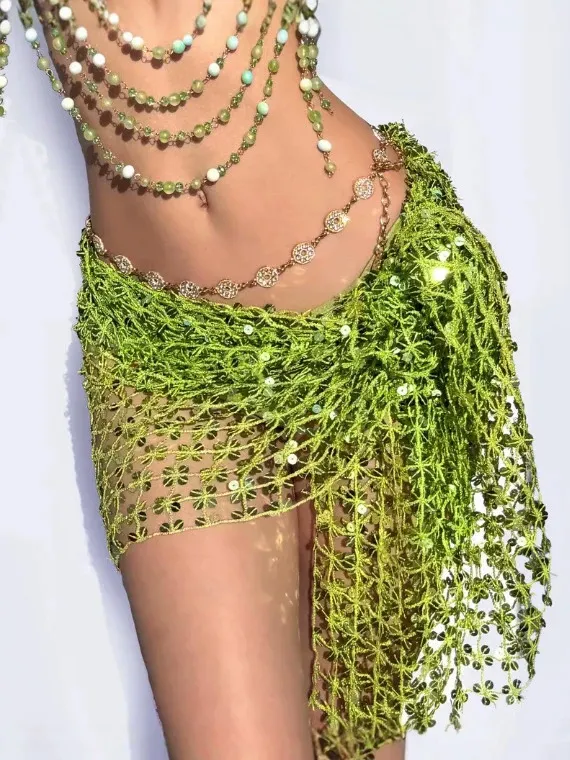 Women's Sexy Sequin Mesh Hollow Out Mini Skirt Nightclub Shiny Glitter High Waist Short Skirt For Party Club Streetwear
