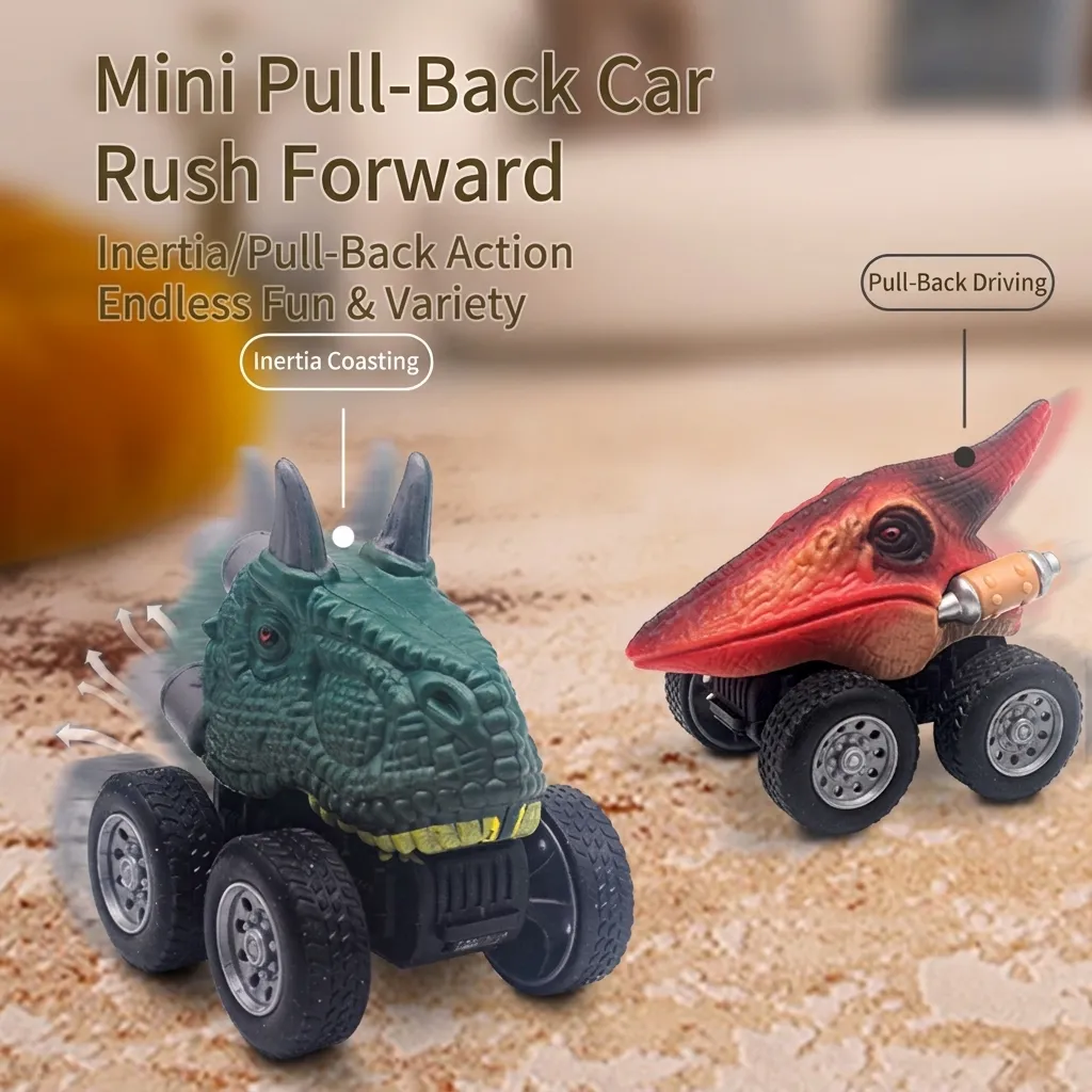 Bambini Dinosauro Macchinine a Carica Set Mini Modello di Veicolo Fuoristrada Inerziale Regalo di Compleanno per Ragazzi Giocattoli Educativi