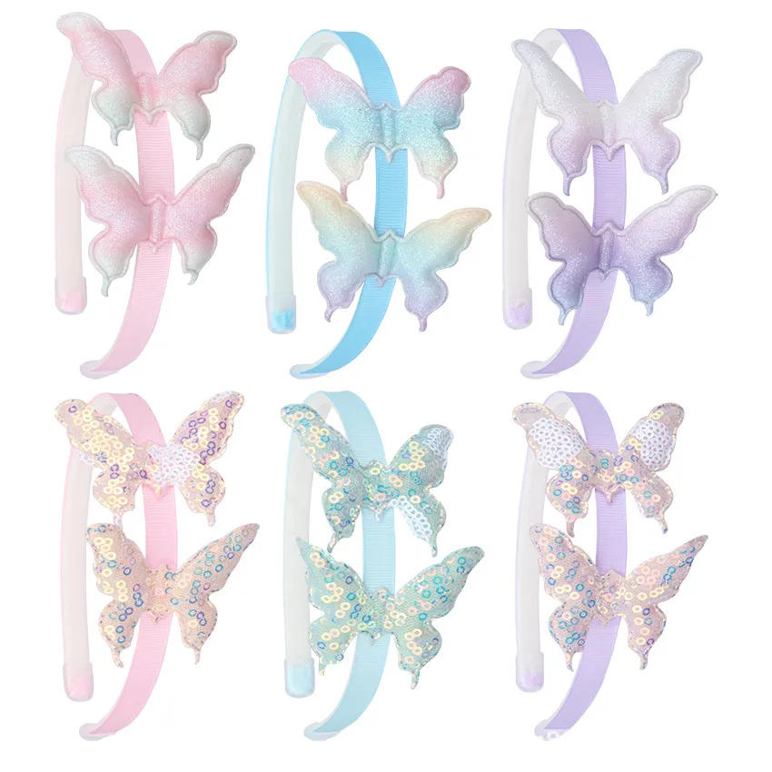 Diadema de Mariposa Lentejuelas Degradado para Niñas Accesorios para el Cabello