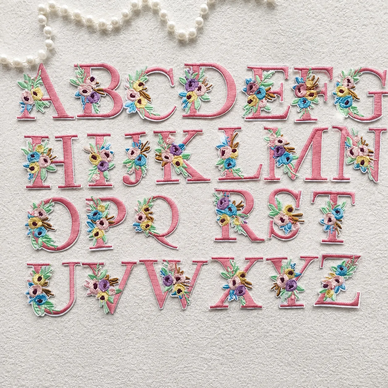 Colorful Embroidery Alphabet Patches Iron On Letter Appliques With Cute Floral Design For DIY Clothing Sewing Decor