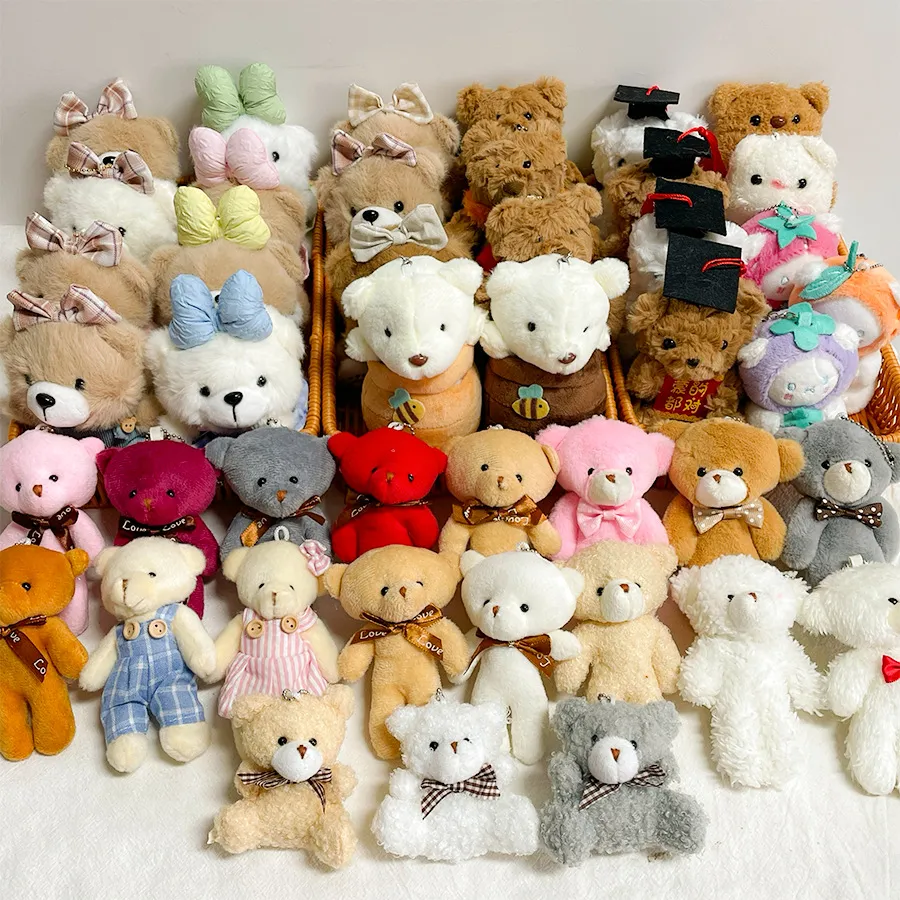 Cute Mini Bear Plush Doll Pendant Cartoon Stuffed Animal Toy Bag Hanging Decoration Keychain Birthday Gift
