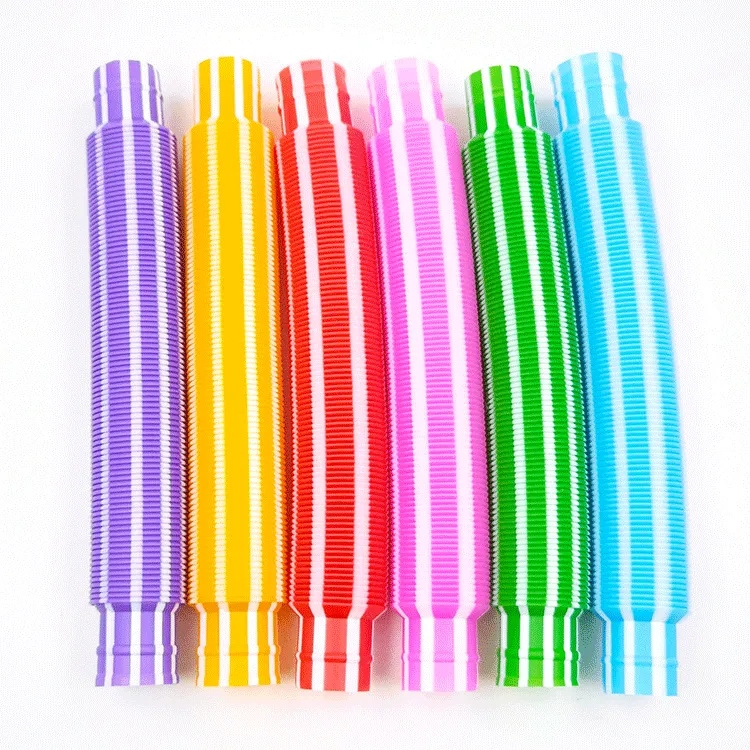 Polychromo Plastiko Pop Tube Fidget Toy Elastiko Kymatoeides Fysioys Apopiesis Aisthitirio Paichnidi
