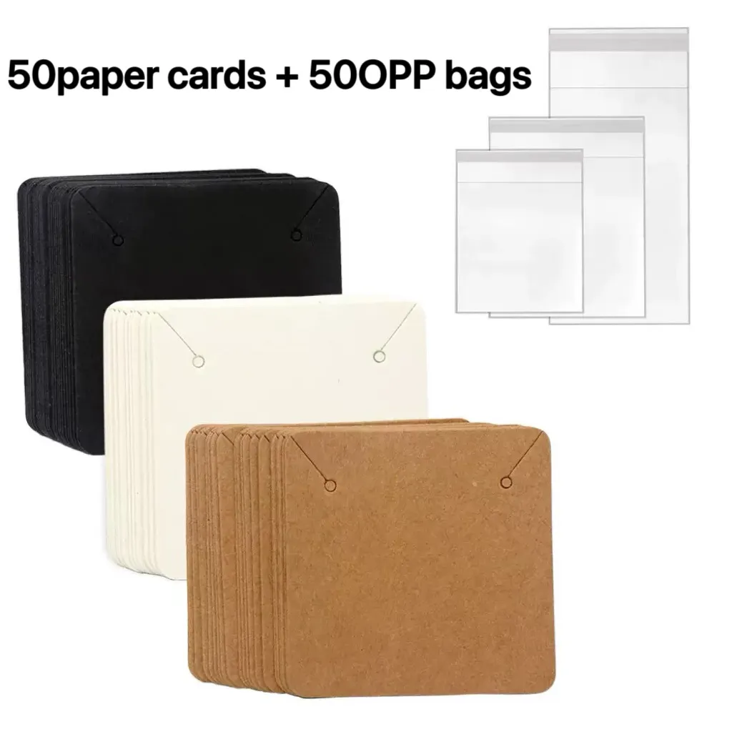 Tarjetas de Exhibición de Joyería de Papel En Blanco Con Bolsas OPP Tarjetas de Embalaje de Collar de Pendientes Soporte para Almacenamiento de Pulseras y Aretes