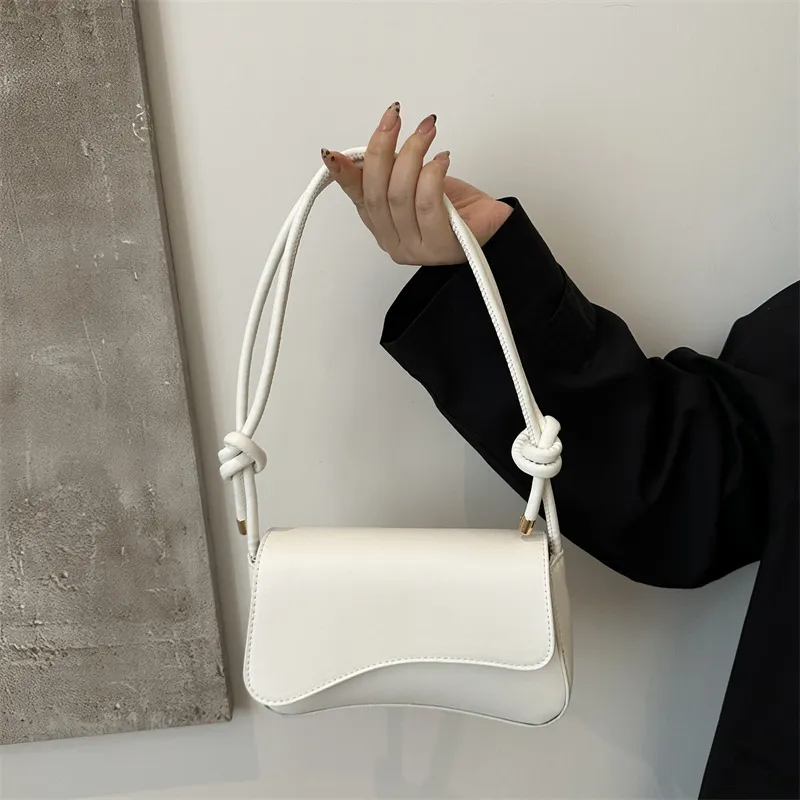 Sac à Bandoulière en Cuir PU Décontracté pour Femmes Sac Sous les Bras Couleur Unie Sac à Main Minimaliste