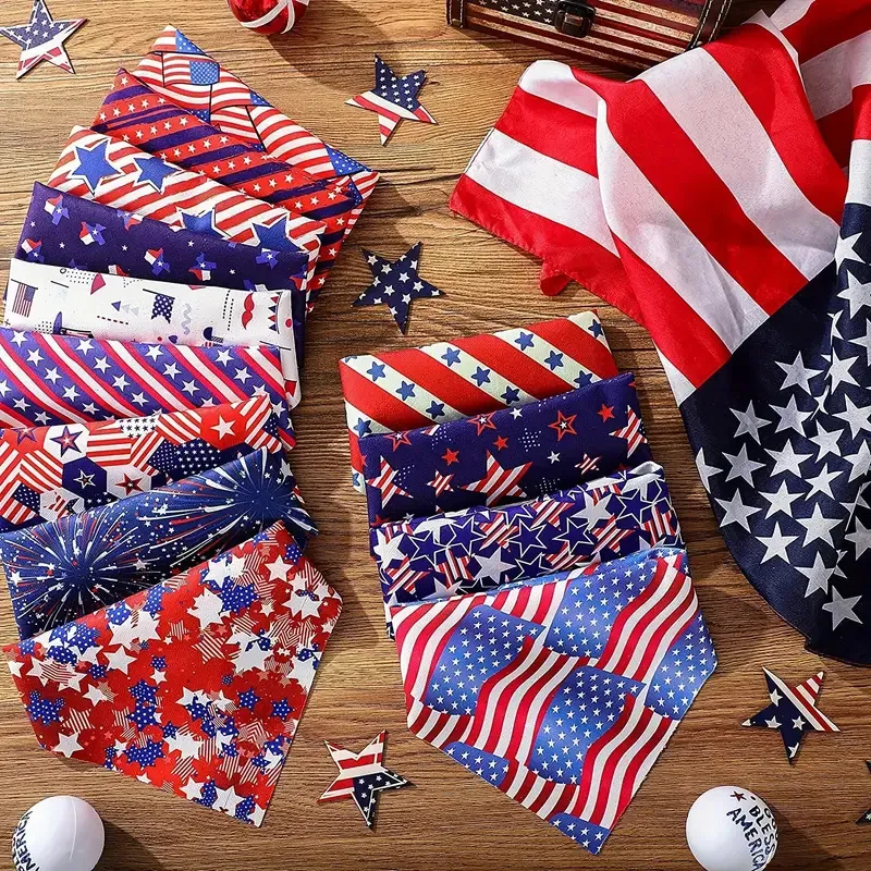 Pet Dog Bandana Independence Day American Flag Scarf Patriotic Star Stripe Puppy Bibs Pet Grooming Accessories