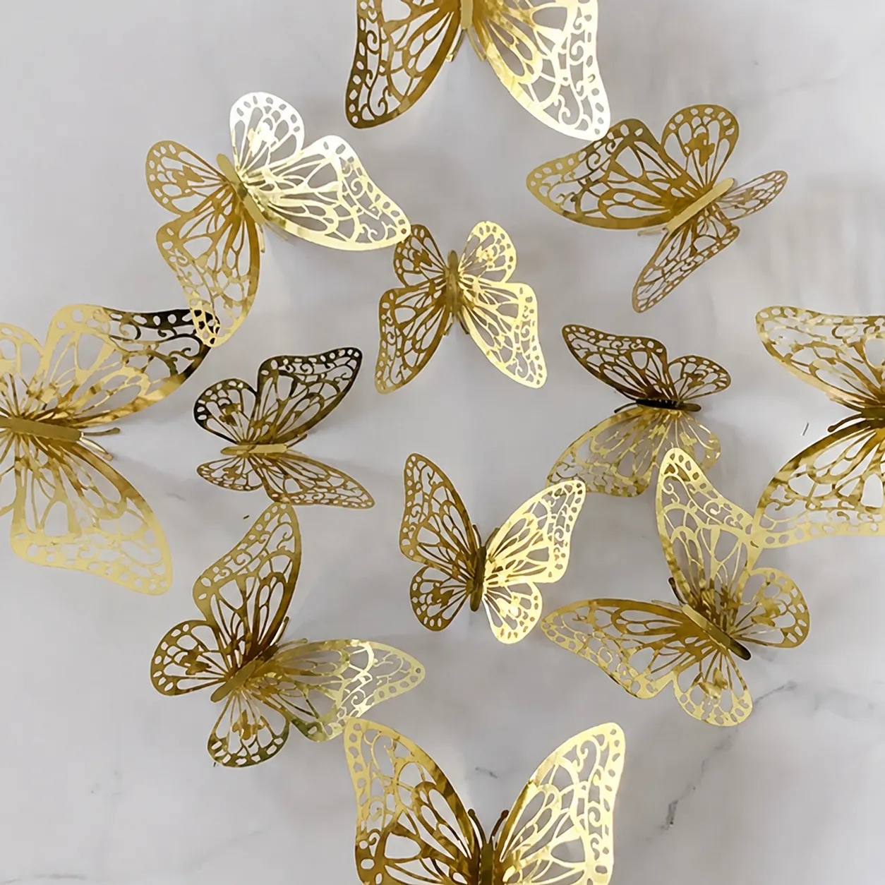 Dimensional Hollow Butterfly Wall Stickers Gold Silver Colorful Decals Creative Home Background Wall Decor Art Craft