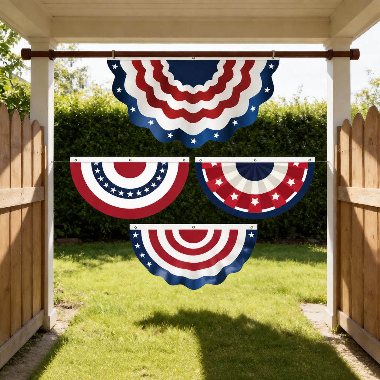 Amerikanische Flagge Plissierte Fächer Hängende Flagge Polyester Patriotisches Banner Für Unabhängigkeitstag Party Outdoor Dekor