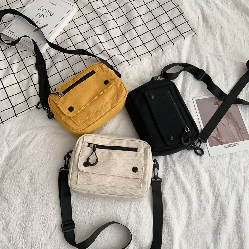 Mini Borsa a Tracolla da Donna Tela Casual Tinta Unita Borsa a Spalla alla Moda Borsa Quadrata Piccola