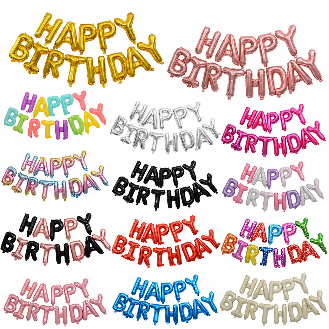 Happy Birthday Foil Balloons Letter Banner Party Decoration Set Aluminum Foil Balloons For Birthday Celebration
