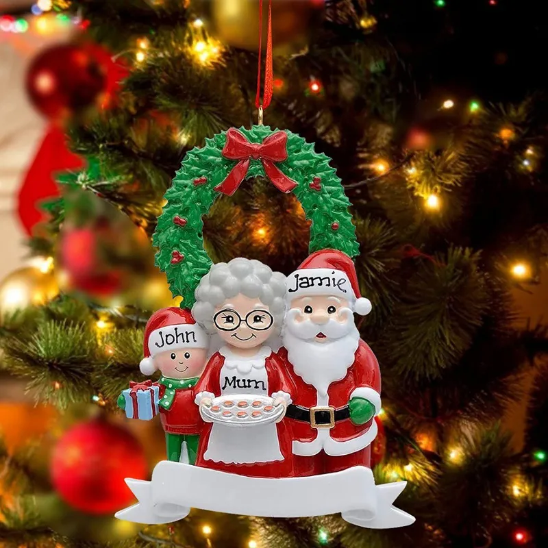 Festive Christmas Resin Hanging Ornament Gingerbread House Santa Family Elk Glove Tree Decor Holiday Party Supplies