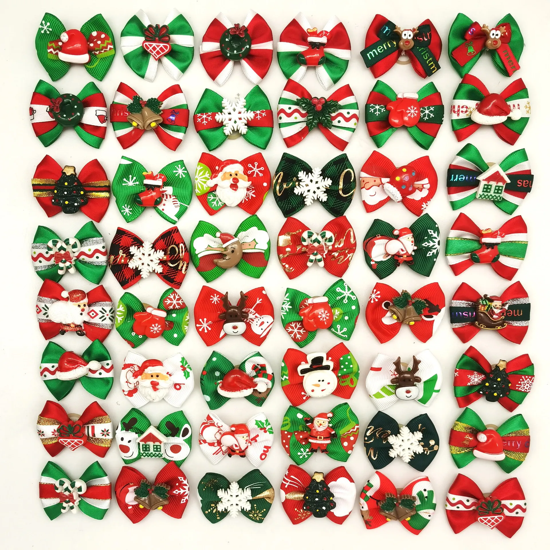 Christmas Pet Hair Bows Dog Hair Clips Santa Snowflake Hair Flowers Grooming Accessories Festive Pet Supplies