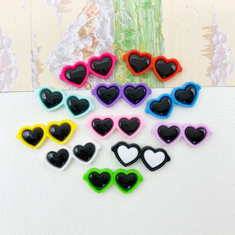 Large Heart Sunglasses Resin Accessories DIY Craft Supplies For Hairpin Plush Toy Decoration Mixed Colors