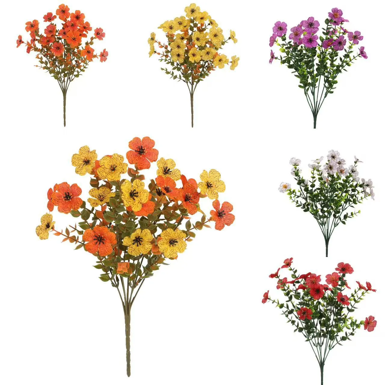 Kunstmatige Eucalyptus Viooltje Neppe Bloemen 7-Vork Plastic Plant Boeket Voor Thuis Bruidsshow Kantoor Tafel Decor Ornament