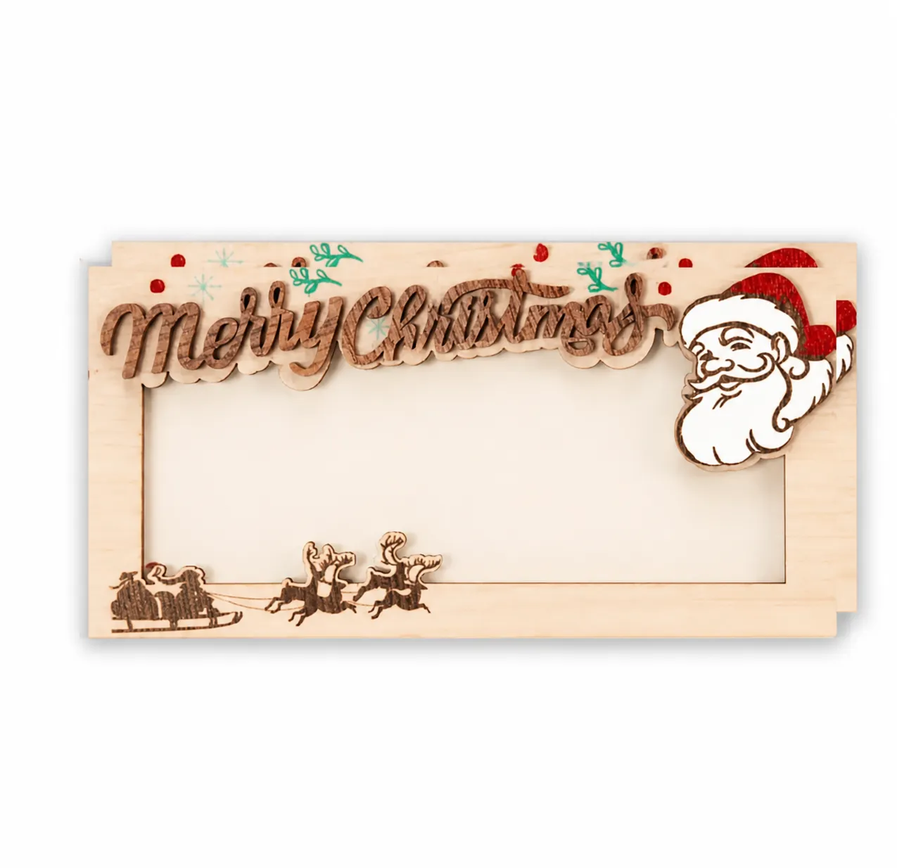 Wooden Christmas Money Holder Cash Envelope Box Personalized Wooden Wallet Christmas Tree Gift Card Holder For Holiday Party
