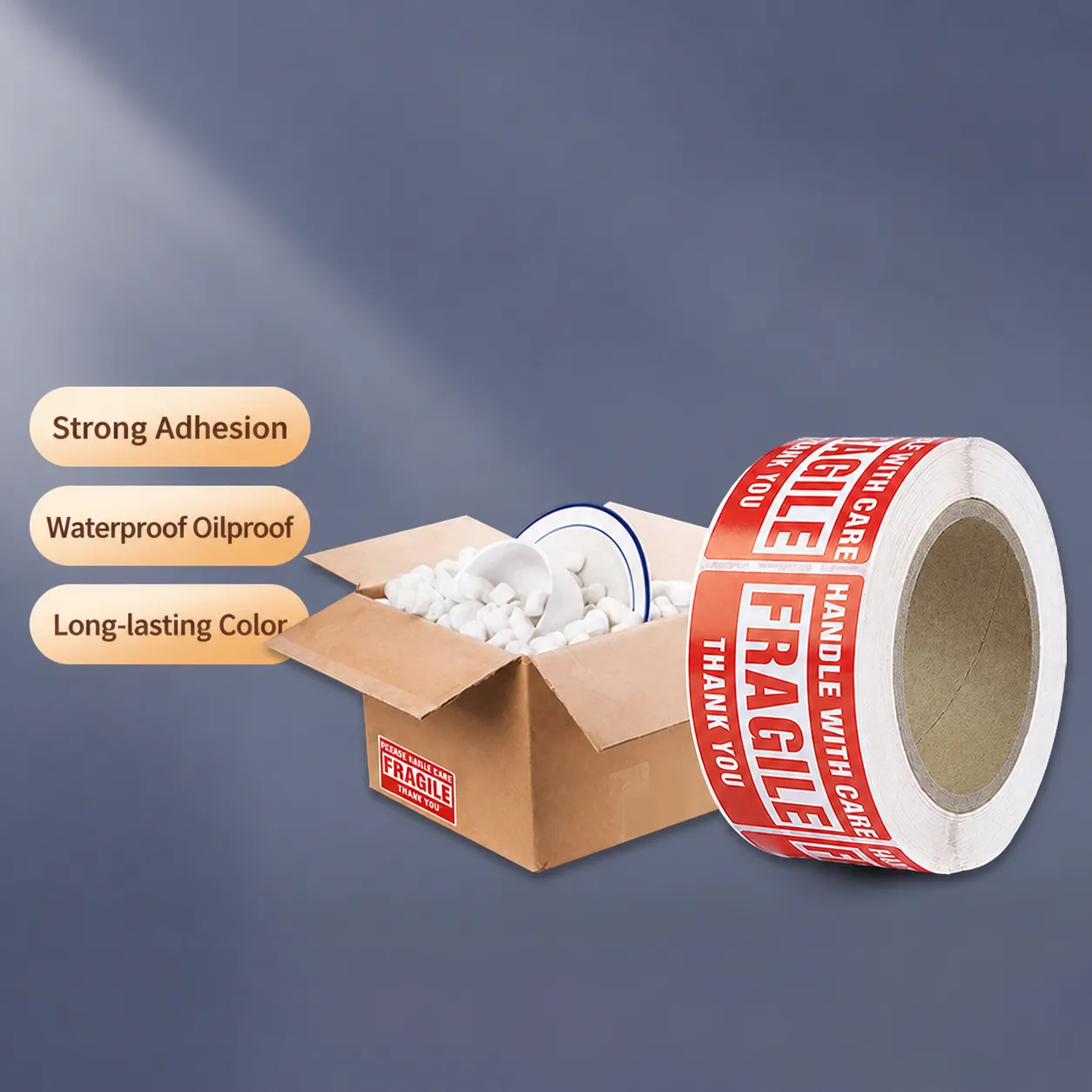 Fragile Warning Self Adhesive Labels Roll Waterproof Shipping Packaging Caution Stickers Handle With Care Stickers For Logistics
