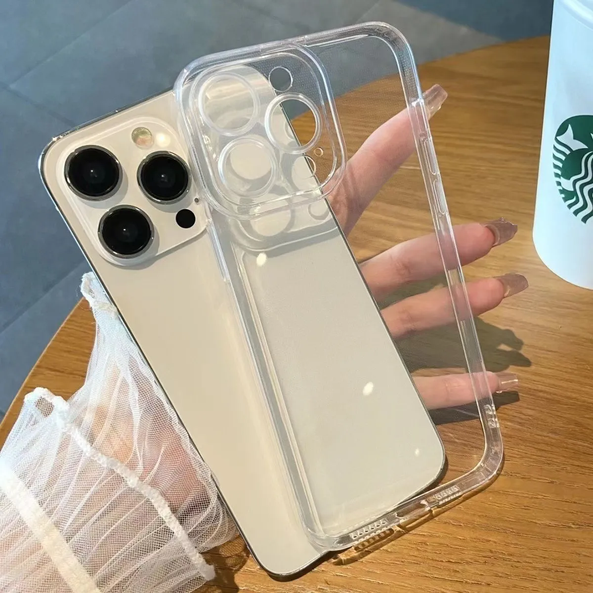Transparent TPU Soft Phone Case For iPhone Anti-Fingerprint Full Body Protection Slim Fit Mobile Phone Accessories