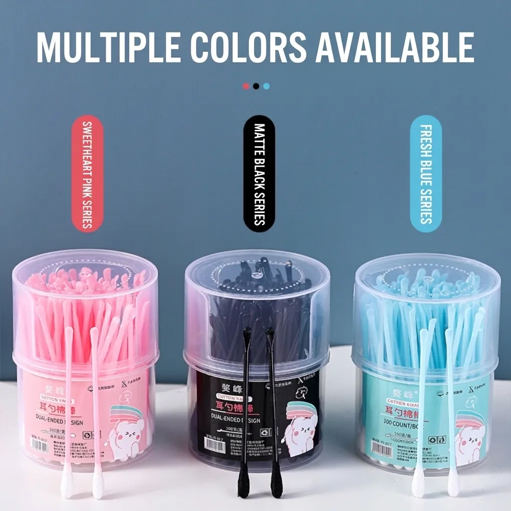 Cotons-Tiges à Double Tête Bâtonnets Jetables Nettoyage des Oreilles Bourgeon de Coton Absorbant Outil de Maquillage Pour Soins Personnels Quotidiens