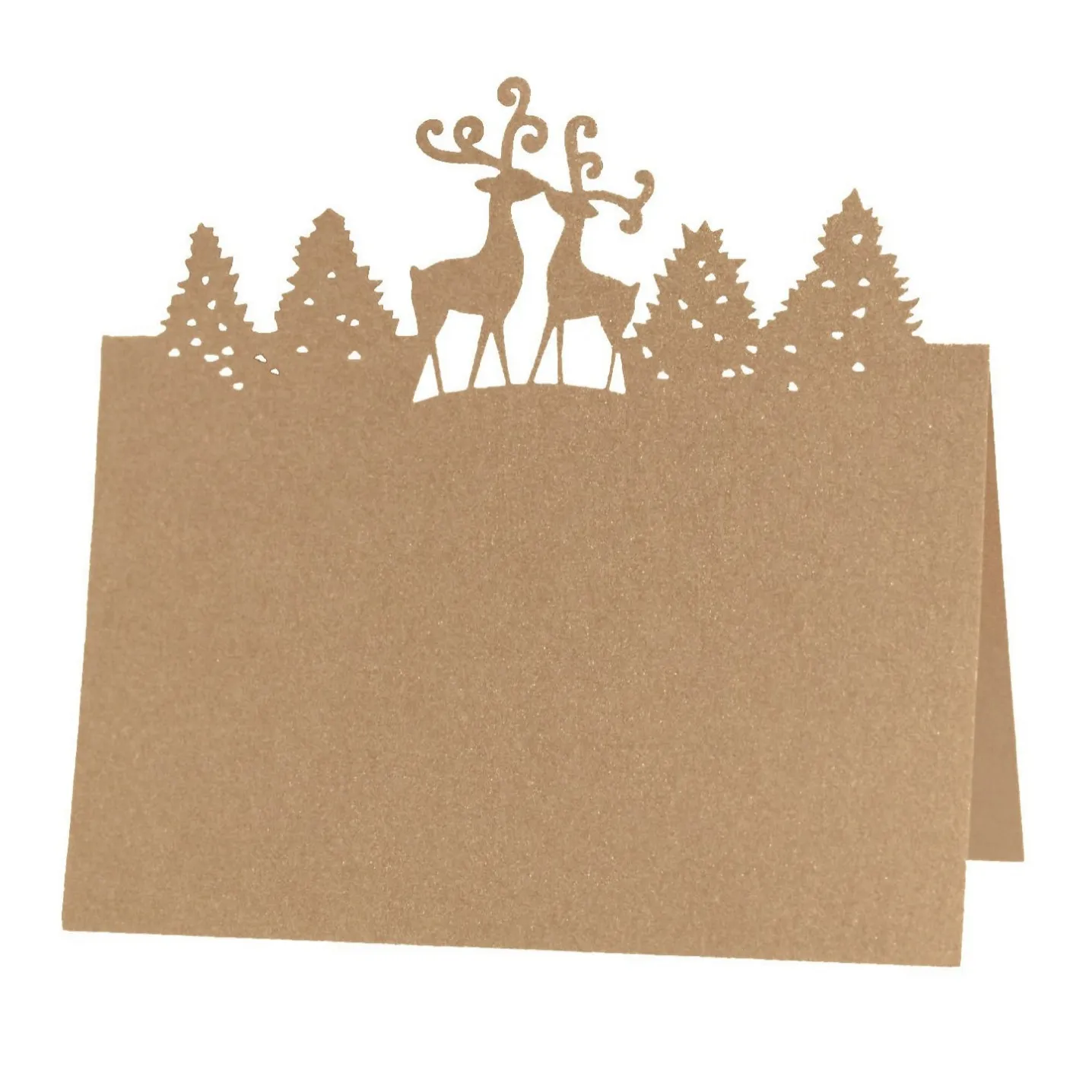 Laser Cut Deer Pine Tree Place Cards Hollow Paper Table Name Cards For Wedding Christmas Party Dinner Table Decor