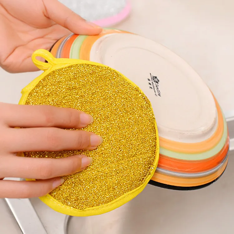 Double Sided Thickened Dishwashing Sponge Kitchen Cleaning Cloth Pot Brush With Hanging Hole Household Cleaning Tool