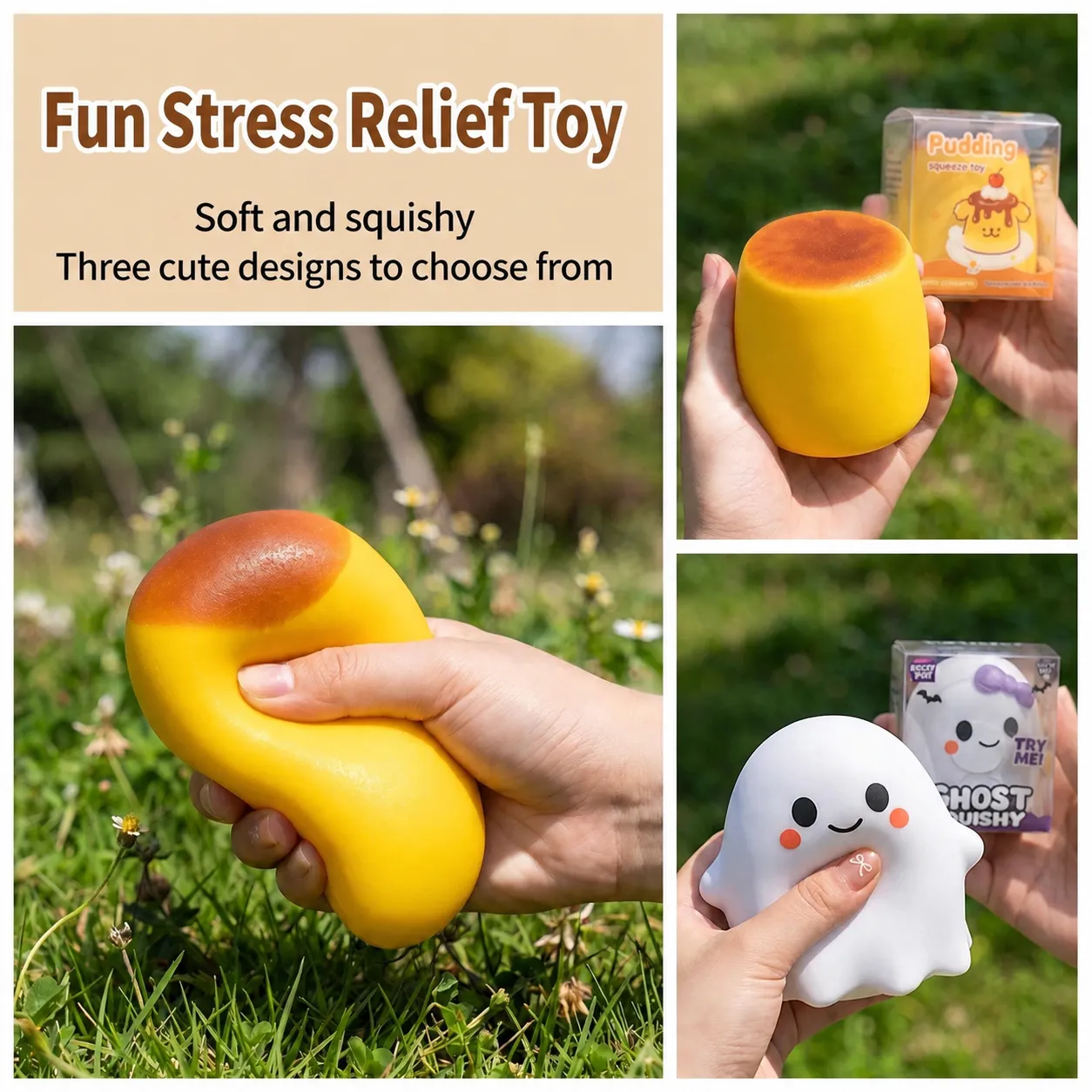 Cute Squishy Toy Slow Rebound Stress Relief Novelty Soap Peanut Mango Strawberry Pudding Toy Portable Fidget Toy