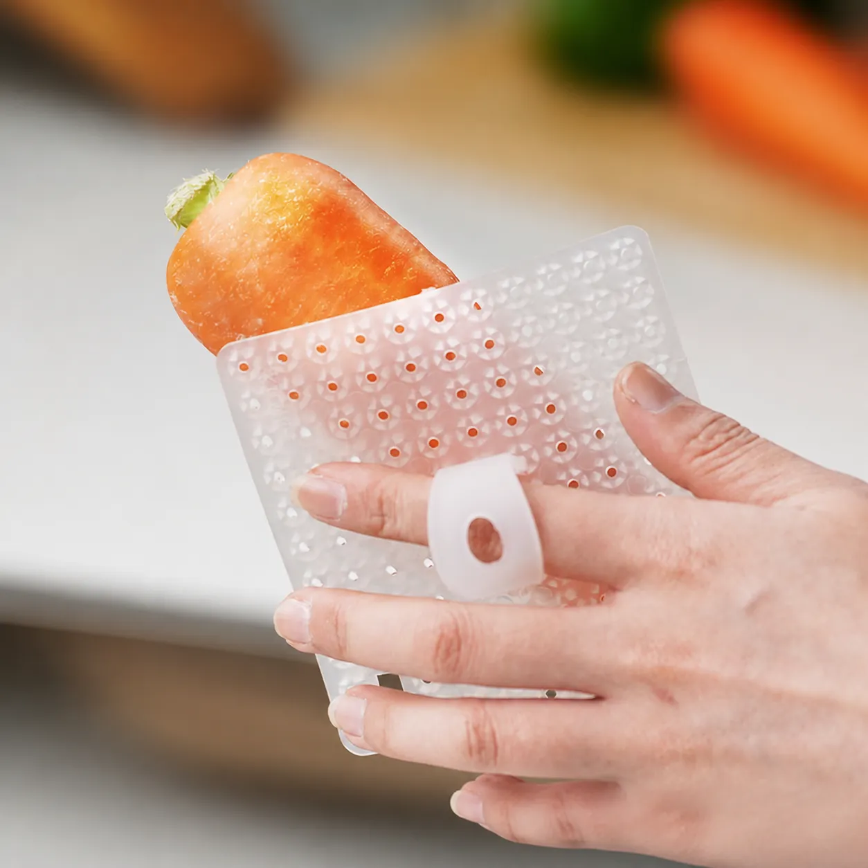 Spazzola per la Pulizia in Silicone Multifunzionale per Frutta e Verdura con Design ad Anello
