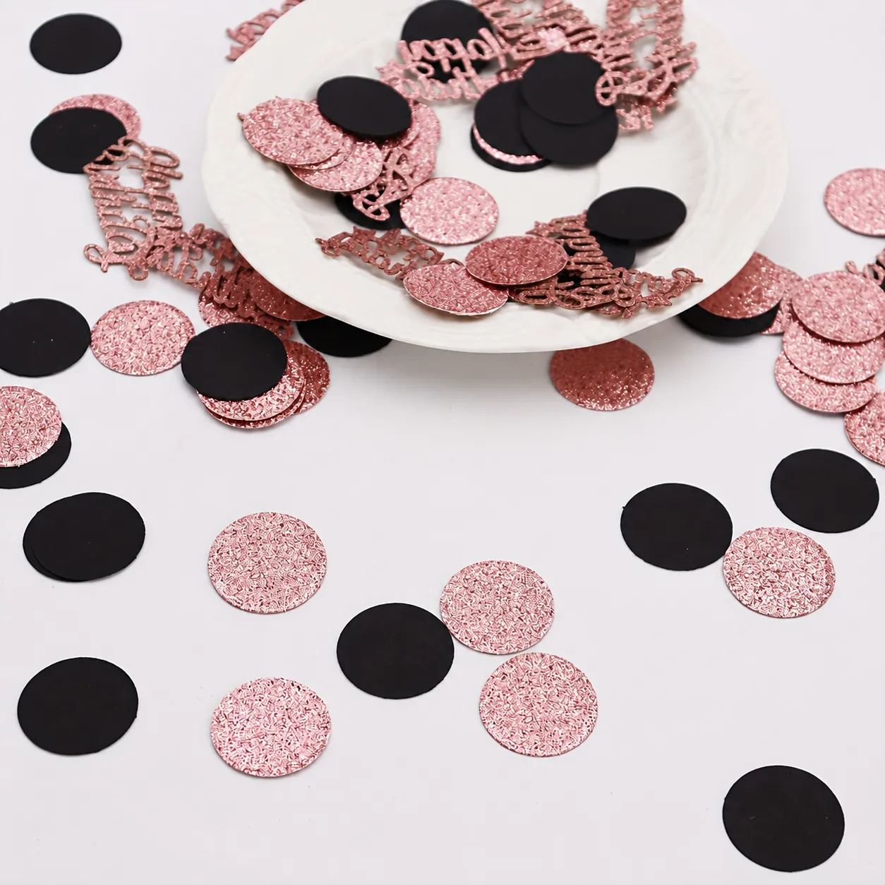 Verjaardagsfeest Confetti Happy Birthday Letters En Ronde Pailletten Tafelstrooi Decoratie Goud Roségoud Confetti