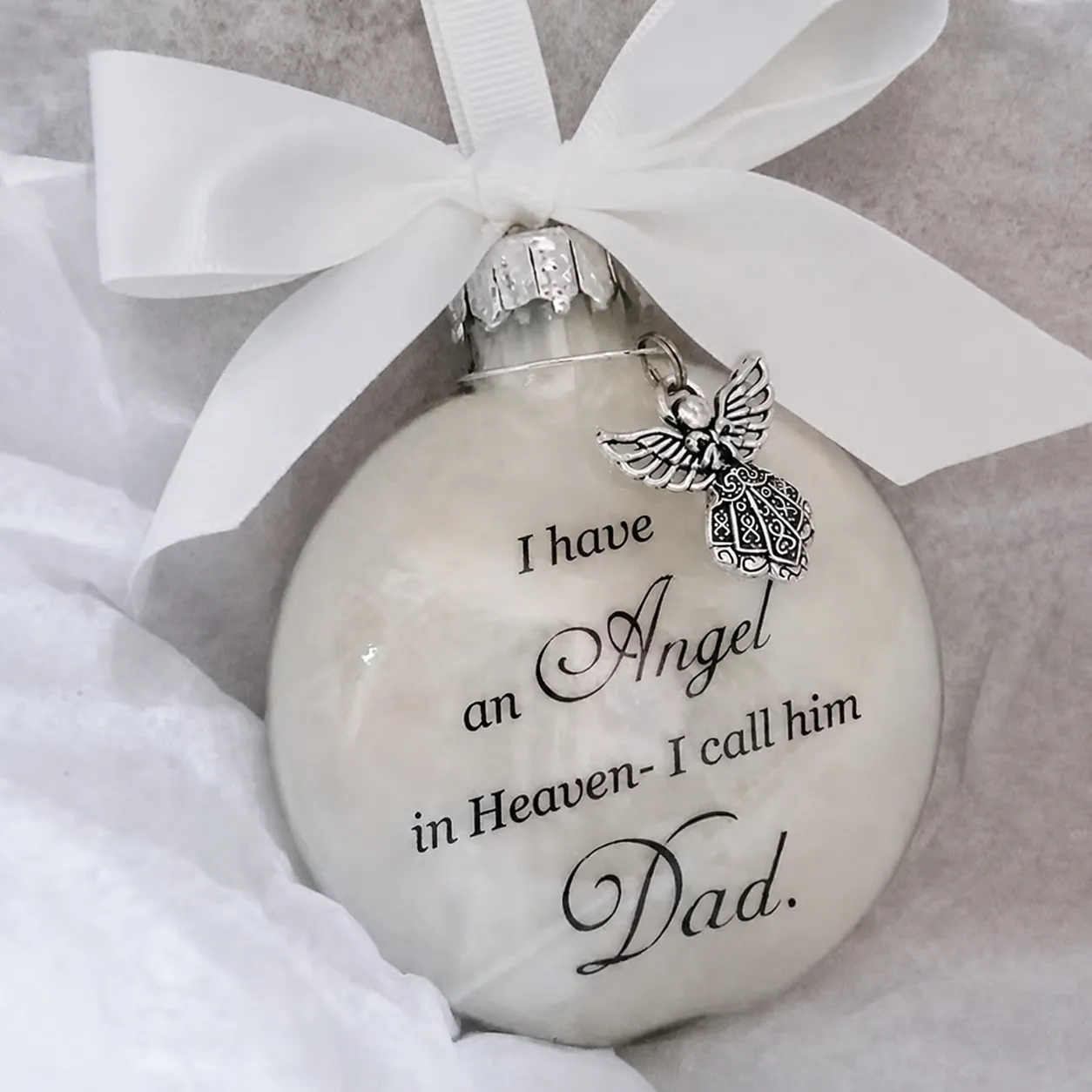 Transparent Feather Plastic Ball Angel Heaven Memorial Ornament Christmas Hanging Ornament Remembrance Gift