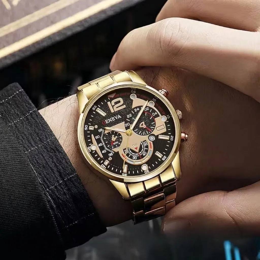 Reloj de Cuarzo para Hombre Business Fashion Correa de Aleación de Acero Inoxidable Puntero Luminoso Calendario Reloj de Pulsera