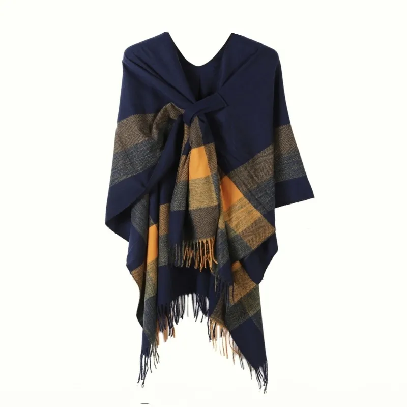 Nuovo Mantello Caldo Autunnale E Invernale Da Donna Semplice A Doppio Lato Colore Solido Sciarpa Di Cashmere Divisa