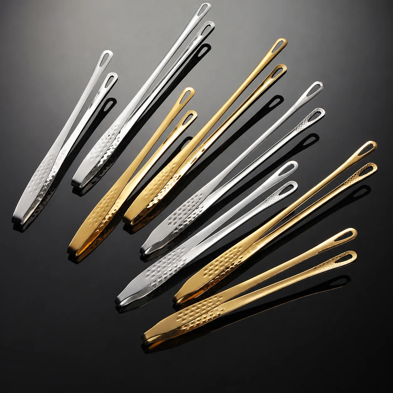 304 Stainless Steel Korean BBQ Tongs Non-Slip Salad Food Tongs For Kitchen Buffet Grill Golden Silver Cooking Tongs