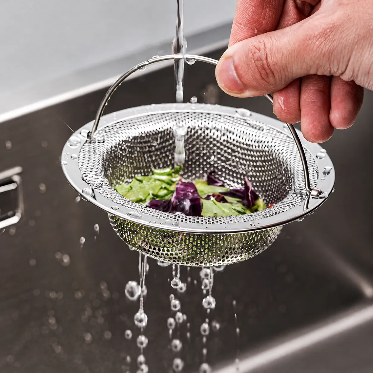 Stainless Steel Kitchen Sink Strainer With Handle Anti Clogging Drain Filter For Home Kitchen Sink Sewer Trash Catcher Mesh Basket Heavy Duty Food Waste Stopper
