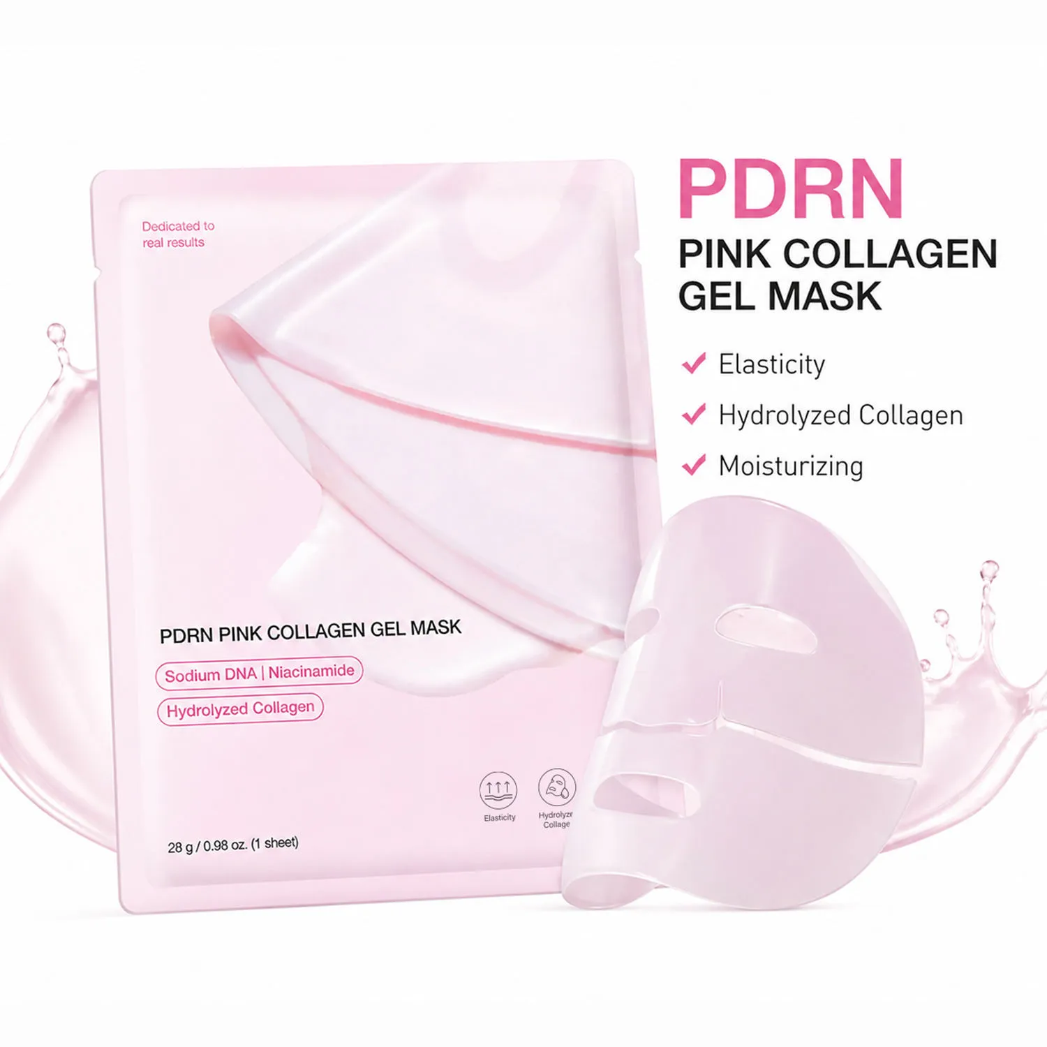 Maschera Viso Notturna al Collagene Rosa Idratazione Profonda Anti Rughe Rassodante Riduzione Pori in Gelatina Con PDRN Niacinamide Donna