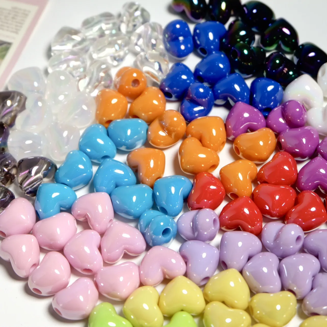 Heart Shape Plated Acrylic Beads For DIY Handcrafted Jewelry Making Accessories Cute Creamy Color Loose Beads For Bracelet Necklace Phone Chain